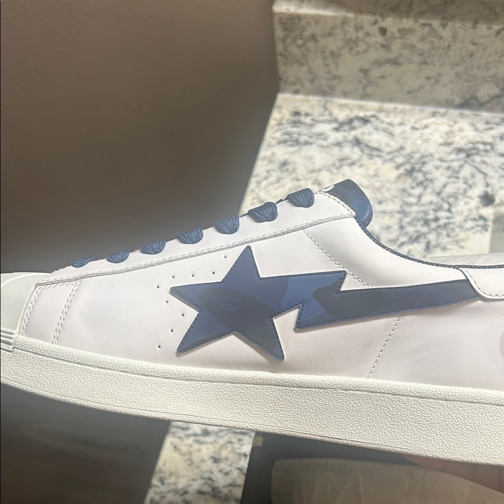 Bape White Sneakers with Navy Accents NW